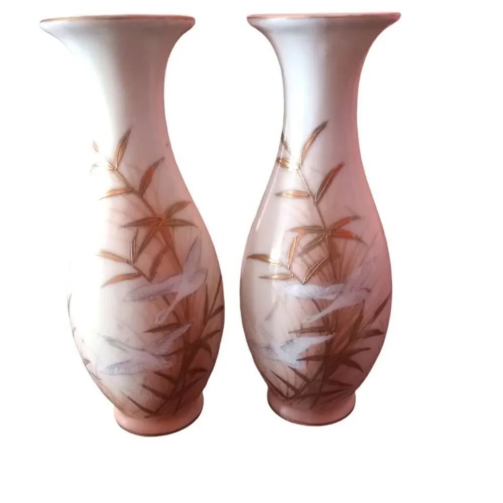 Vintage Ucago Japanese vases. Birds and bamboo